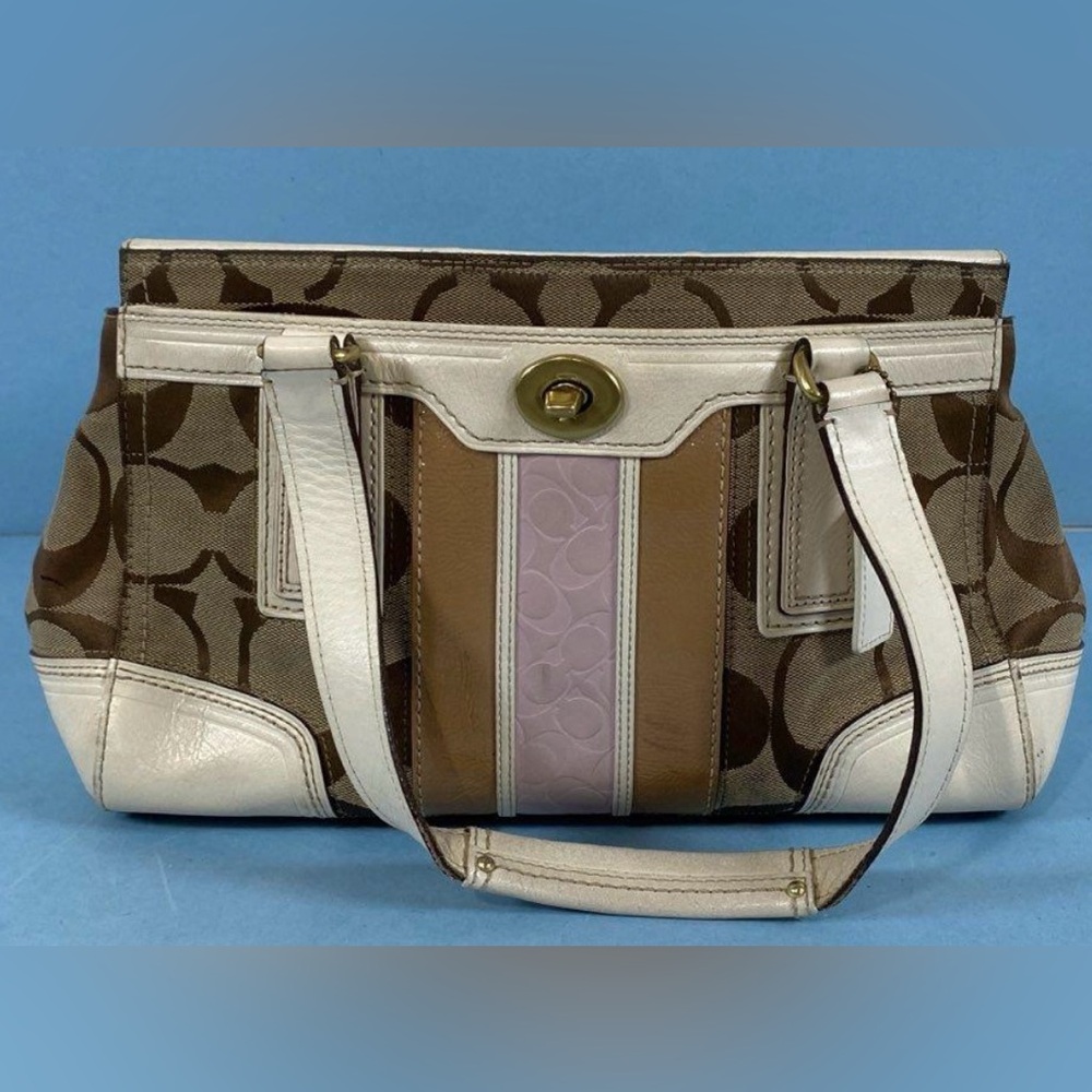 Coach Signature Striped Shoulder Bag